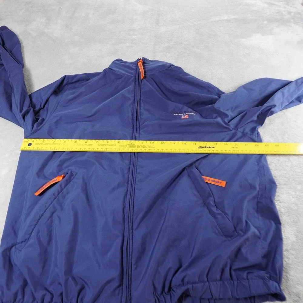 Polo Sport Ralph Lauren Jacket Mens L Blue Windbreaker Hooded Lightweight Vtg 90